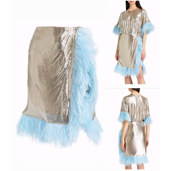 CHRISTOPHER KANE runway feather-paneled chainmail skirt nwt $3,227 it-46 / us-8 - Picture 2 of 14